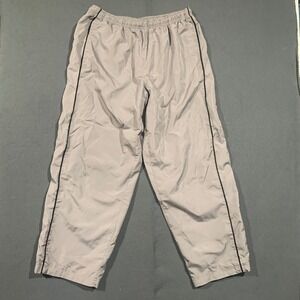 90s Y2K Premier International Mens Gray Mesh Lined Track Pants Windbreaker Large